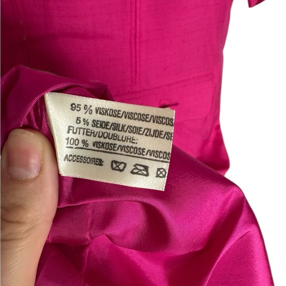 💖‎ Vintage Louis Féraud Pink Silk Blend Shift Dress Gold Button Detail Sz 14 💖 - Picture 5 of 6
